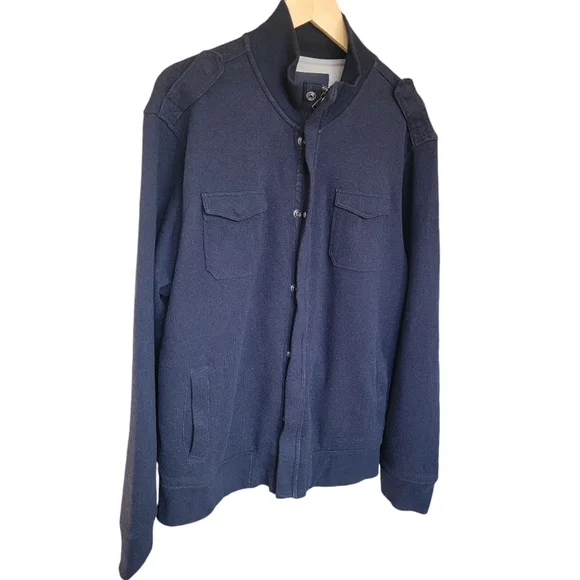 Banana Republic Tactical Sweater Preppy Cardigan Wool Blend Navy Blue Me… - Picture 5 of 17